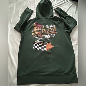 VANZ pizza this youth pullover hoodie hunter green Size small